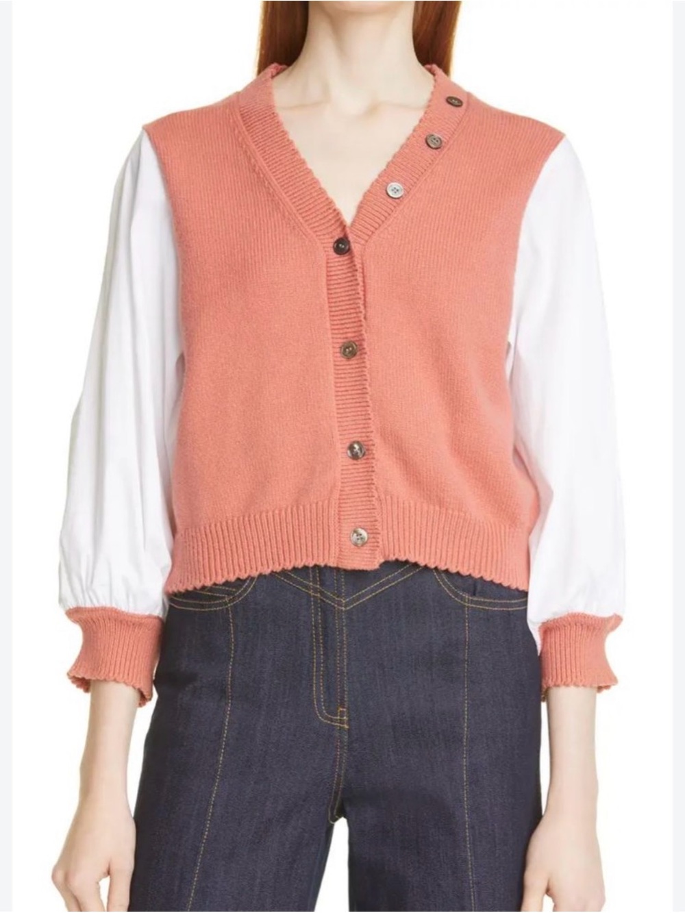 CINQ A SEPT Francesca Mixed Media Top